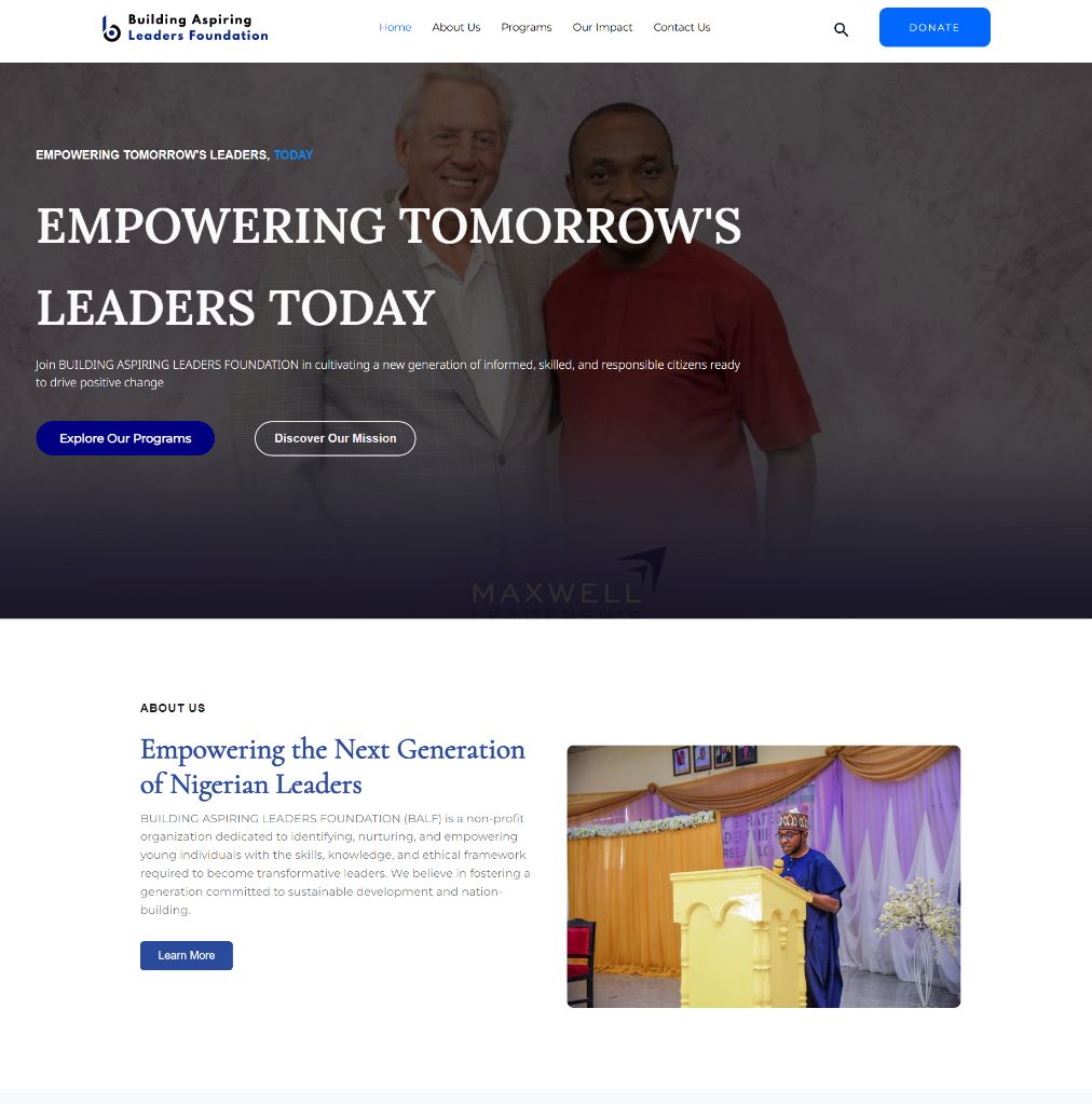 BALF NGO Website Screenshot